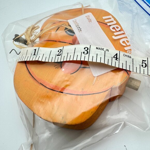 Vtg Jack O Lantern Pumpkin Hand Painted Fall Harvest Primitive Décor 3 Piece Set - Picture 2 of 12